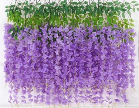12 Pack Wisteria Hanging Flowers - Purple