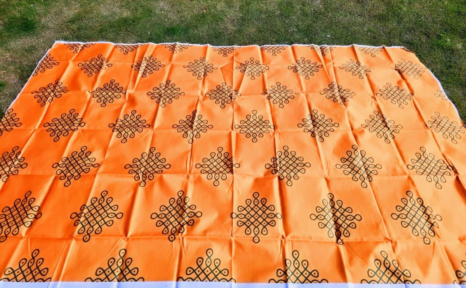 Kollam Rangoli Printed Orange Flooring