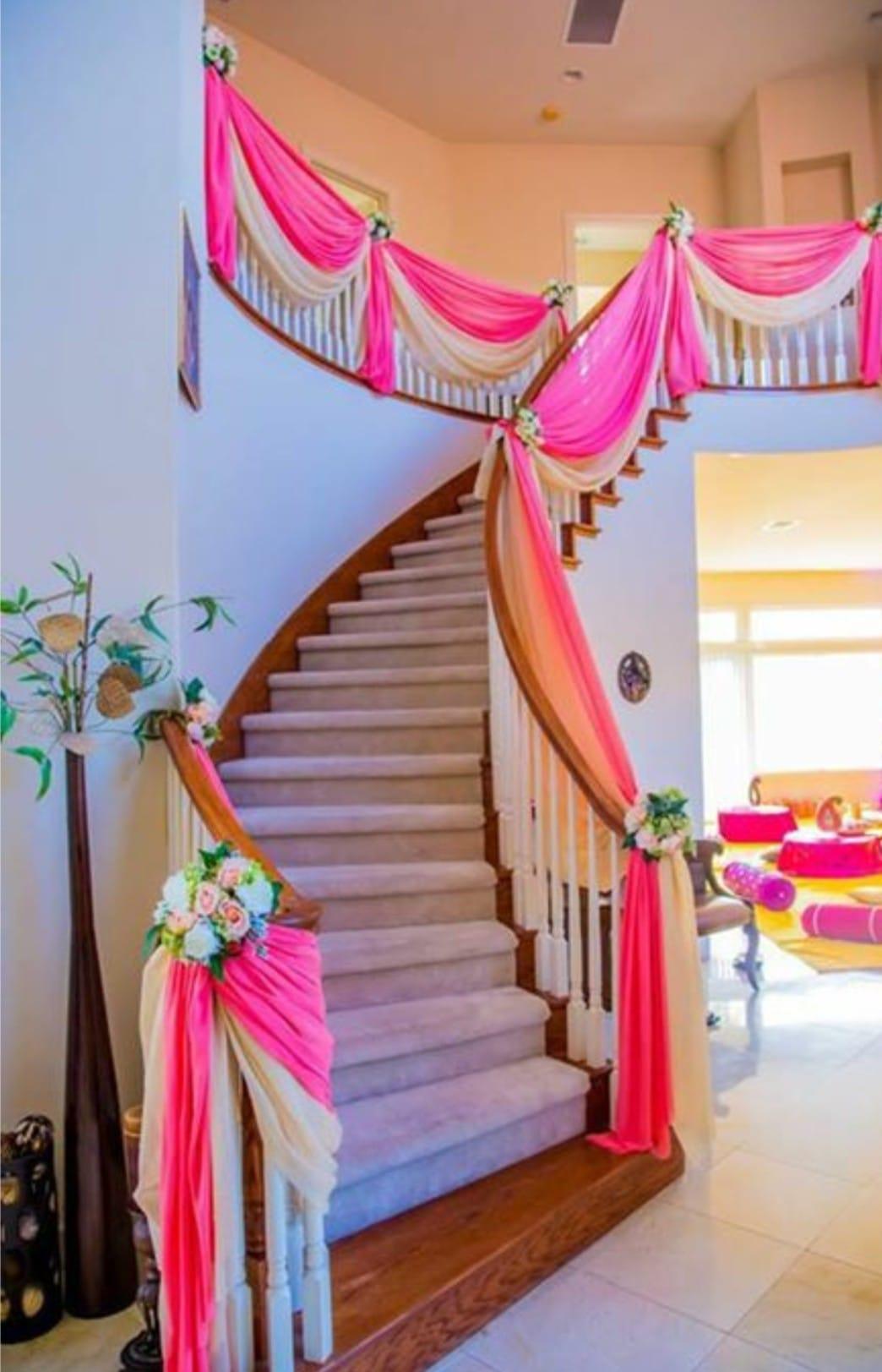 Pink Beige Stairs Drape