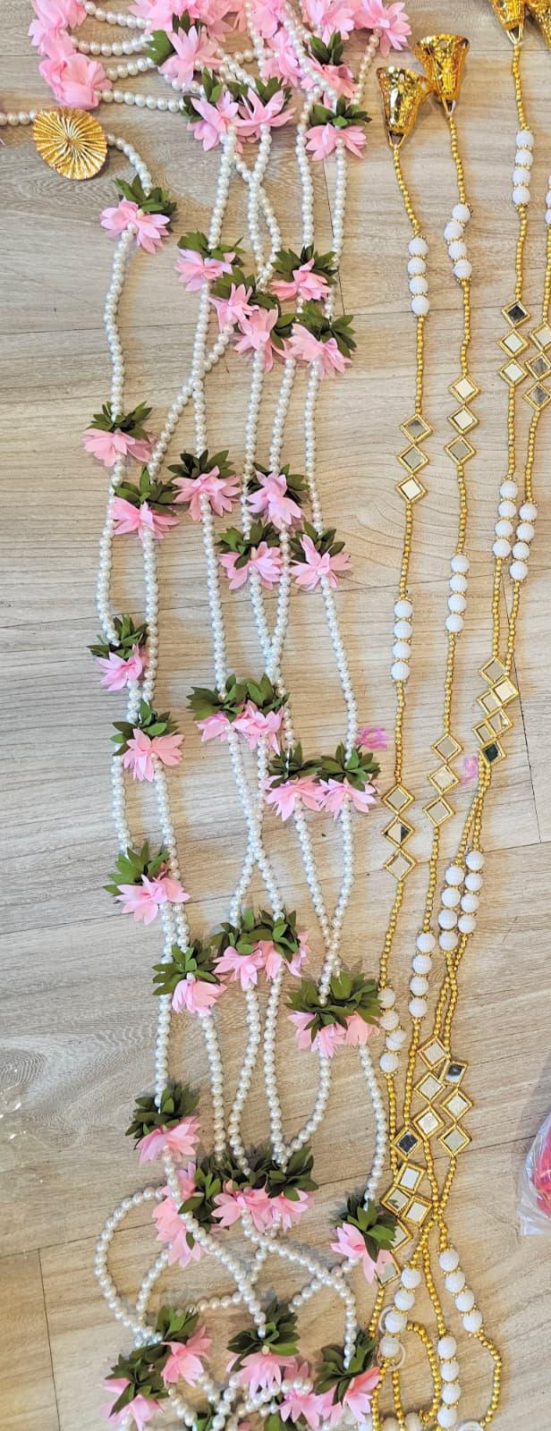 Pink Flower Pearl Hanging (1Pc)