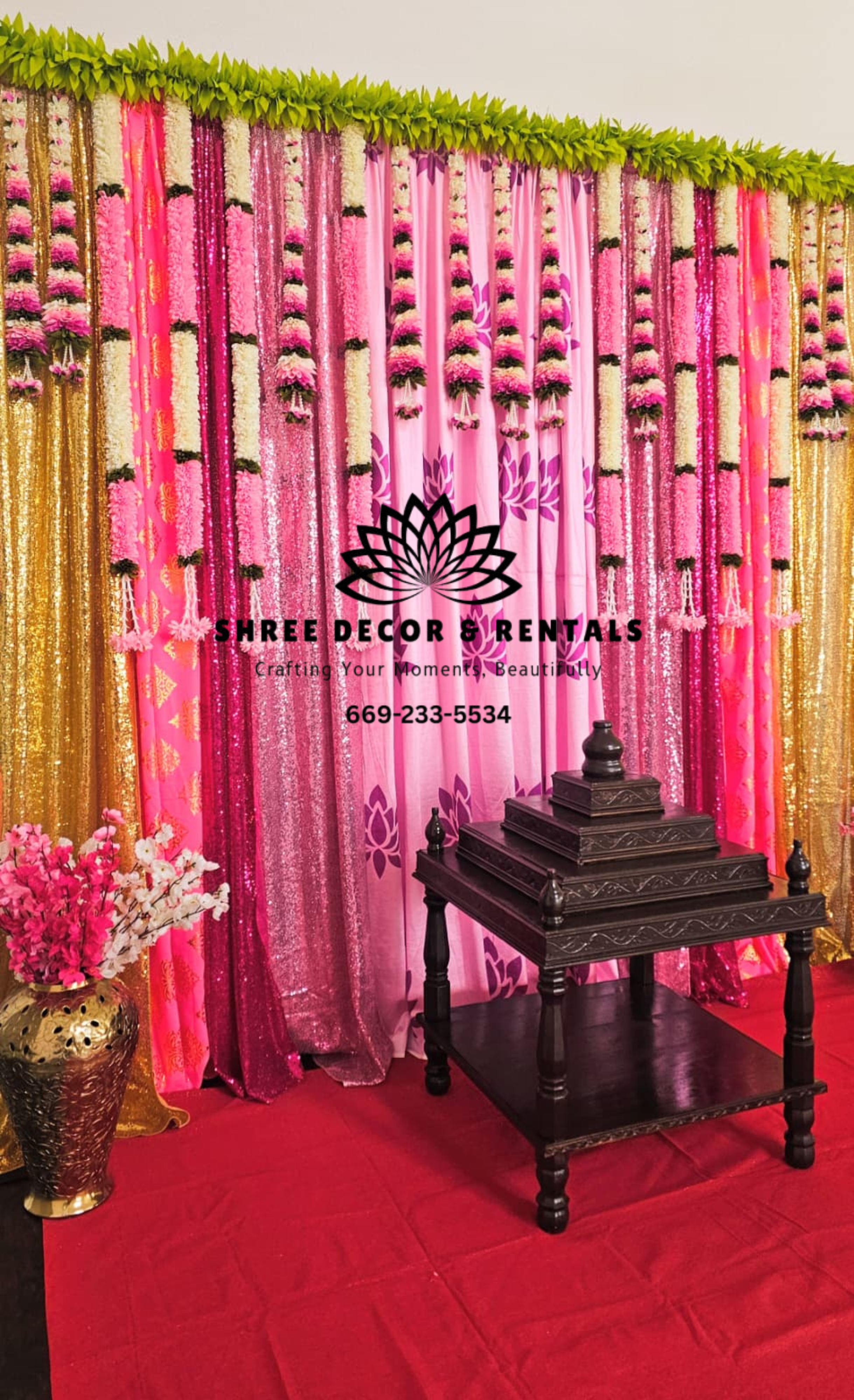 Shades of Pink & Gold Drapes (Excl Mandap)