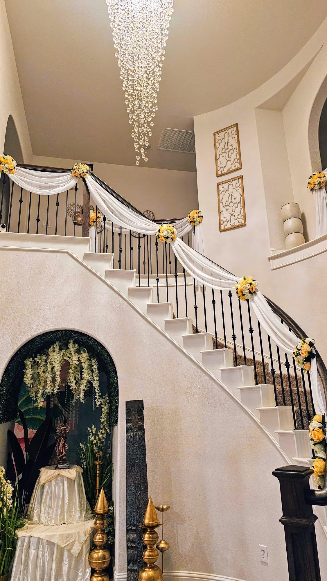 White Stair Drape