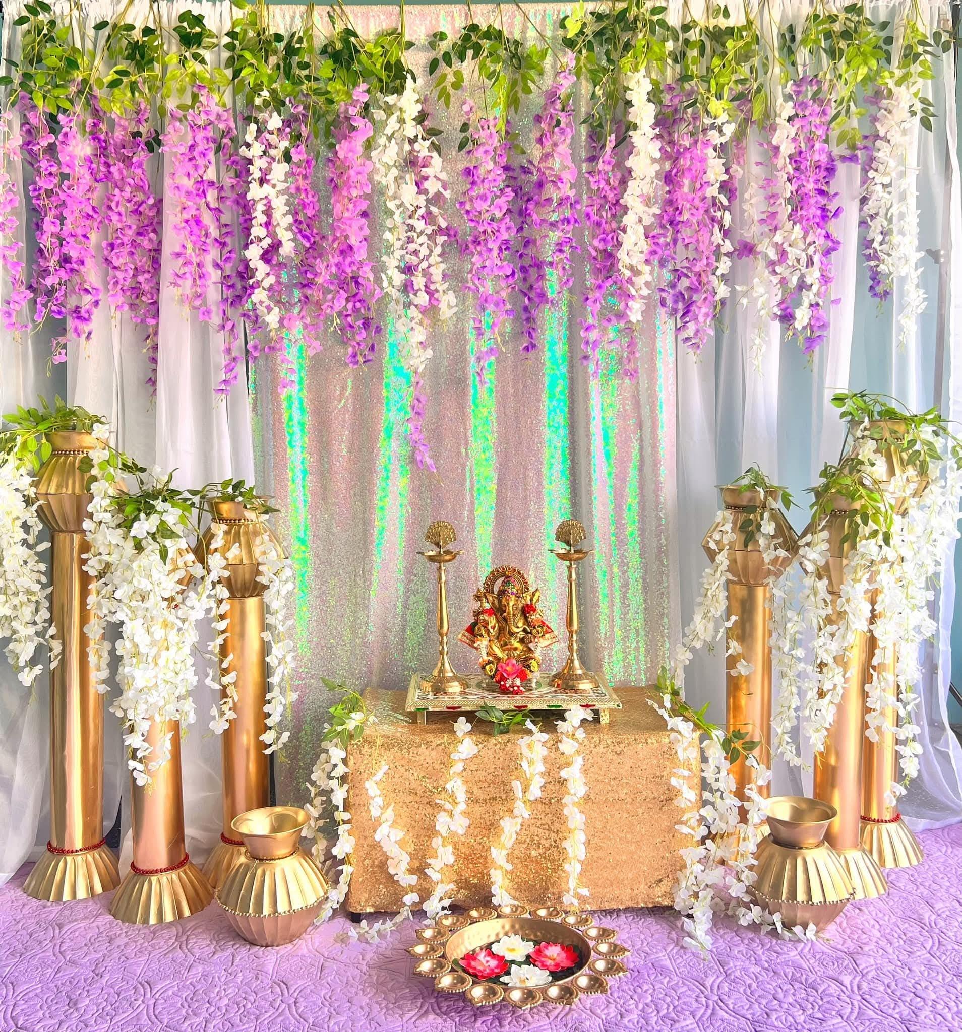 White Shimmery with Lavender Wisteria