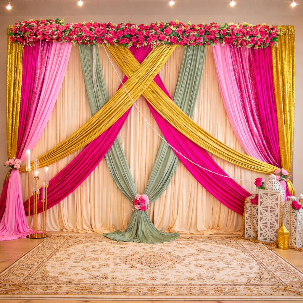 Pink Sage green Curtain