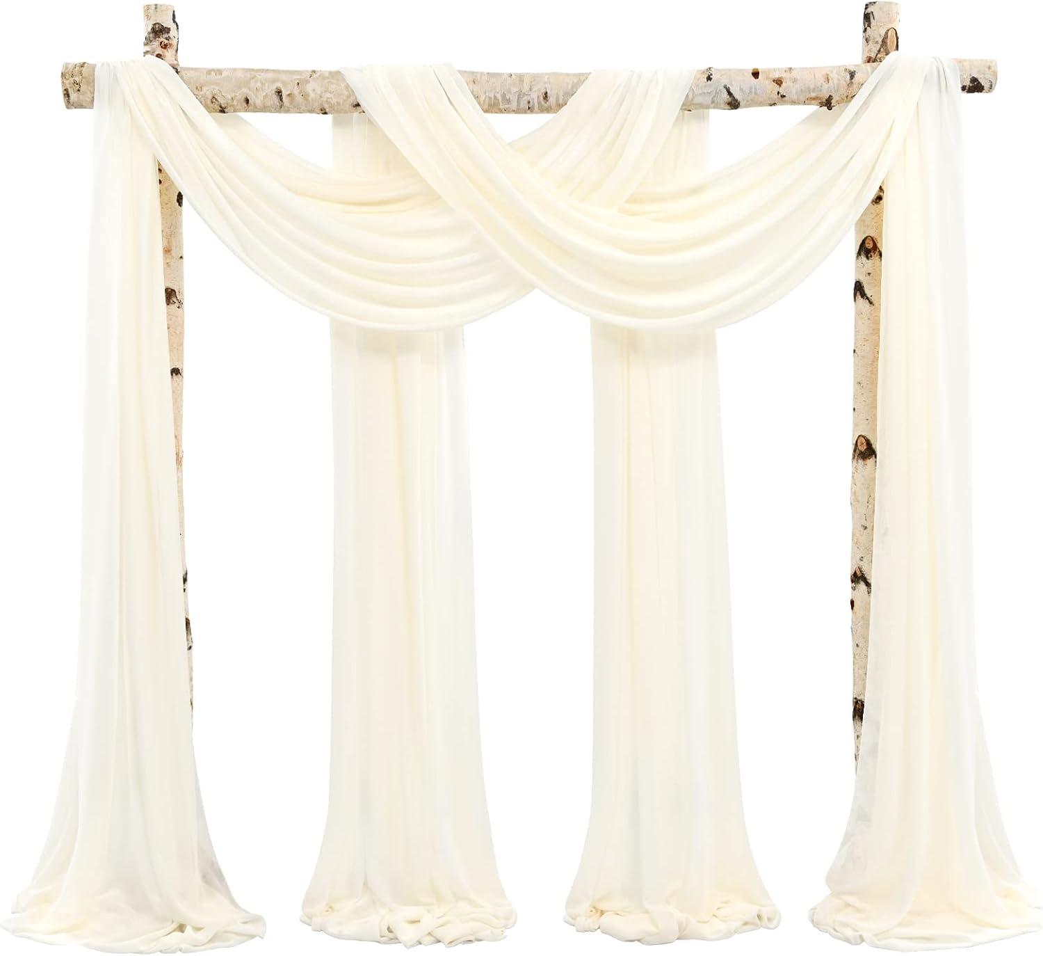 Ivory Sheer Chiffon Curtain Drapes (28'' x 20ft)