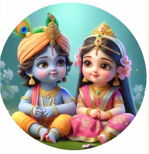 RadhaKrishna Round Backdrop