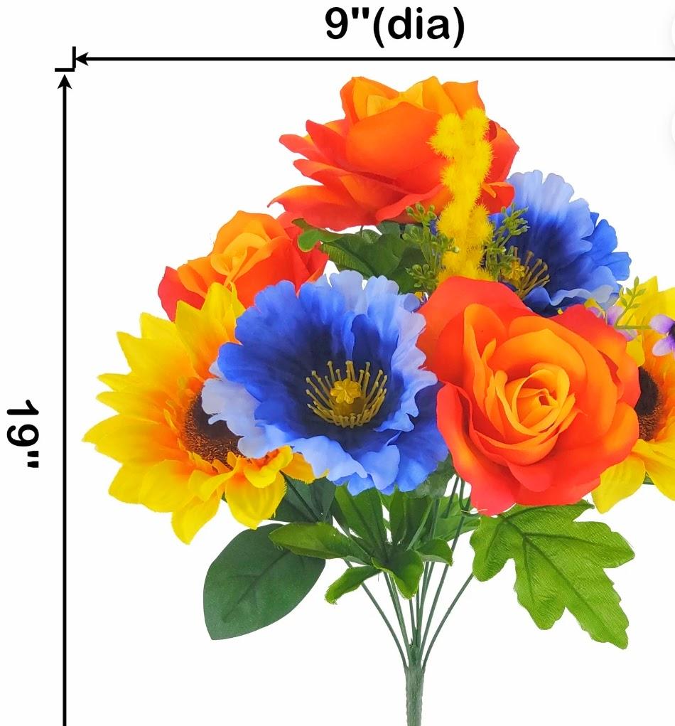 Blue Orange Floral Bunch
