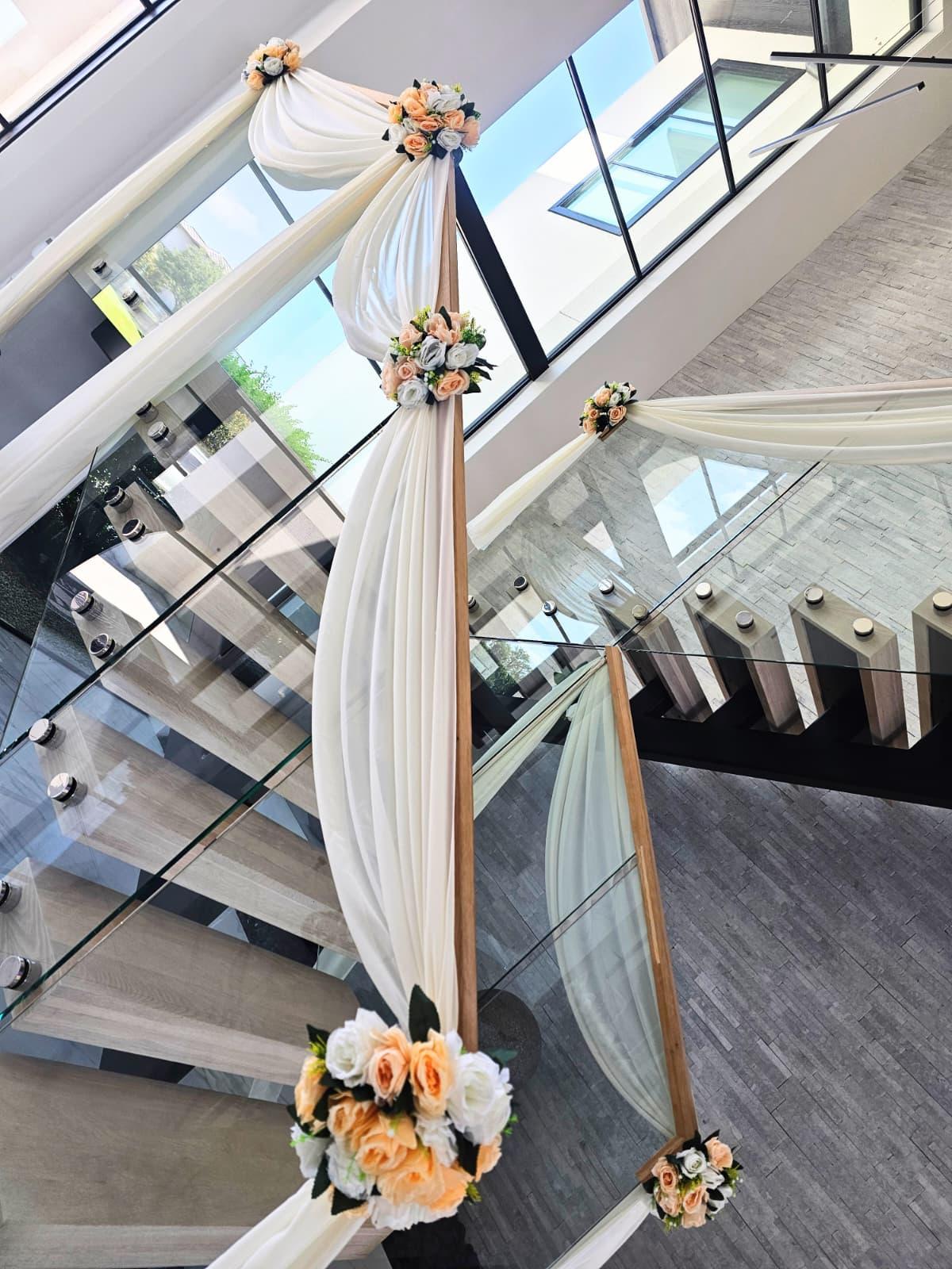 White Drapes Stairs