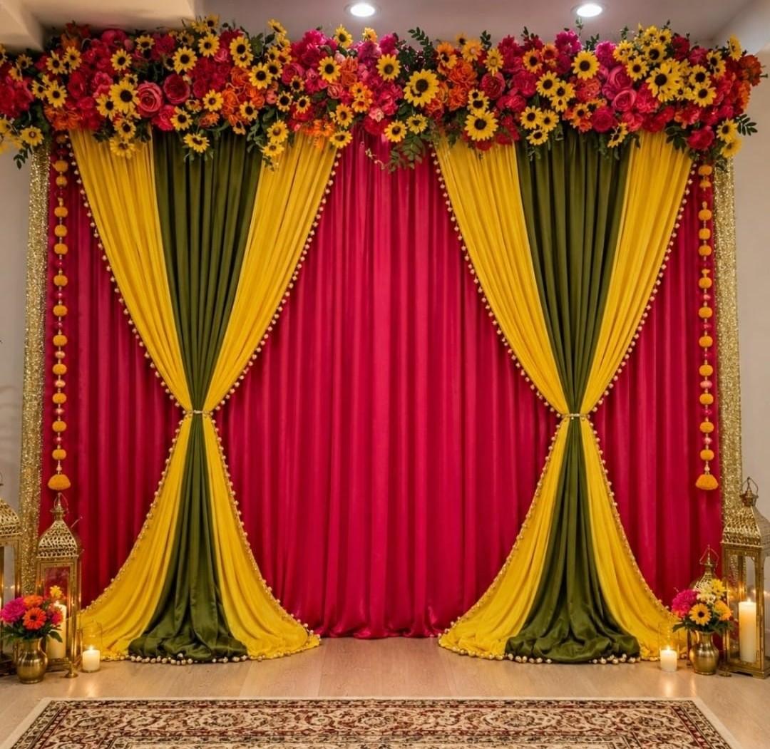 Pink & Marigold Mehndi Backdrop